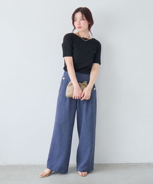 le.coeur blanc(ルクールブラン)の「【日本製】メランジ調マリンワイドパンツ(その他パンツ・レディース・ライトグレー/ネイビー・38/36)」の21枚目の写真