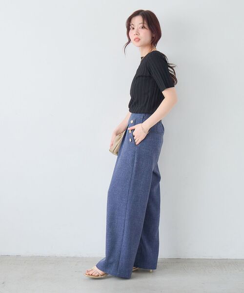 le.coeur blanc(ルクールブラン)の「【日本製】メランジ調マリンワイドパンツ(その他パンツ・レディース・ライトグレー/ネイビー・38/36)」の22枚目の写真