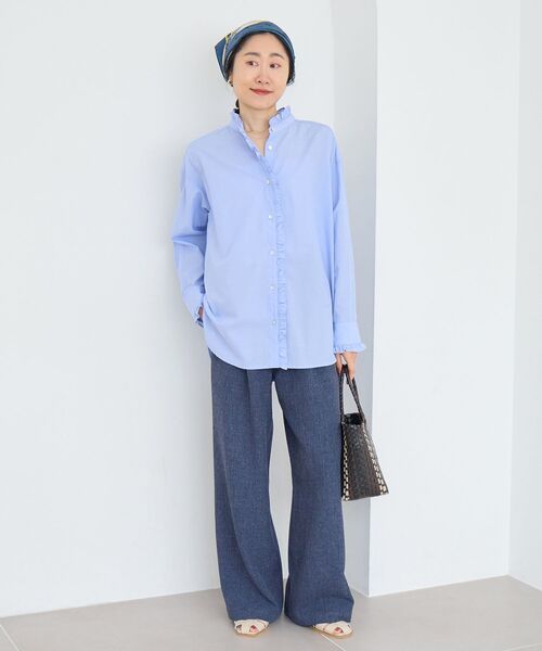 le.coeur blanc(ルクールブラン)の「【日本製】メランジ調マリンワイドパンツ(その他パンツ・レディース・ライトグレー/ネイビー・38/36)」の13枚目の写真