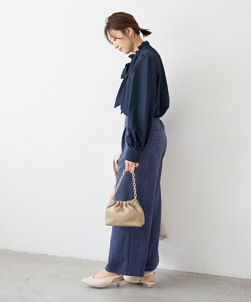 le.coeur blanc(ルクールブラン)の「【日本製】メランジ調マリンワイドパンツ(その他パンツ・レディース・ライトグレー/ネイビー・38/36)」の3枚目の写真