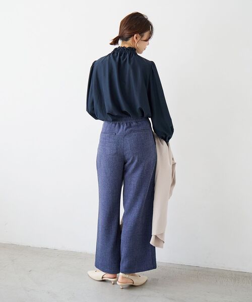le.coeur blanc(ルクールブラン)の「【日本製】メランジ調マリンワイドパンツ(その他パンツ・レディース・ライトグレー/ネイビー・38/36)」の4枚目の写真
