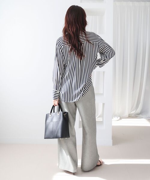 le.coeur blanc（ルクールブラン）の「【日本製】メランジ調マリンワイドパンツ（その他パンツ・レディース・ライトグレー/ネイビー・38/36）」の4枚目の写真