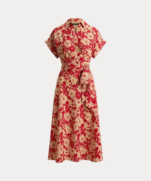LAUREN RALPH LAUREN(ローレン ラルフ ローレン)の「フローラル ベルテッド クレープ ドレス(ワンピース・レディース・レッド・0/00/2/4/6/8)」の7枚目の写真