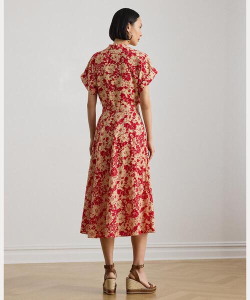 LAUREN RALPH LAUREN(ローレン ラルフ ローレン)の「フローラル ベルテッド クレープ ドレス(ワンピース・レディース・レッド・0/00/2/4/6/8)」の5枚目の写真