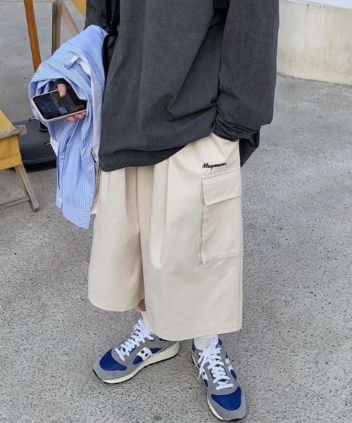 link lot(リンクロット)の「ワイドシルエット ミリタリー カーゴハーフショートパンツ(カーゴパンツ・メンズ・ブラック/アイボリー/ブラウン・L/M)」の9枚目の写真