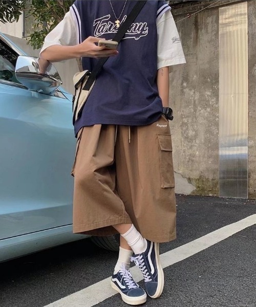 link lot(リンクロット)の「ワイドシルエット ミリタリー カーゴハーフショートパンツ(カーゴパンツ・メンズ・ブラック/アイボリー/ブラウン・L/M)」の20枚目の写真