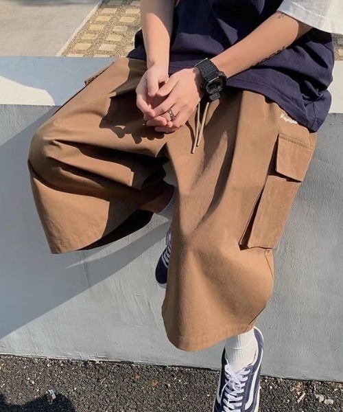 link lot(リンクロット)の「ワイドシルエット ミリタリー カーゴハーフショートパンツ(カーゴパンツ・メンズ・ブラック/アイボリー/ブラウン・L/M)」の21枚目の写真