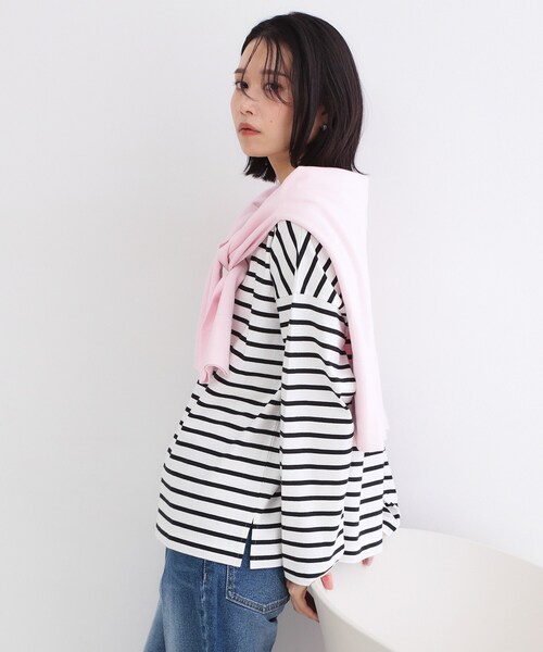 OPAQUE.CLIP(オペークドットクリップ)の「ボーダートップス【洗濯機OK】(Tシャツ/カットソー・レディース・ホワイト系3/ネイビー系2・00)」の3枚目の写真