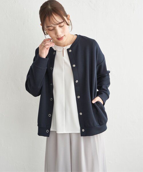 ikka(イッカ)の「【洗濯機で洗える】ダンボールニットノーカラーカーディガン(カーディガン/ボレロ・レディース・ネイビー/ベージュ/チャコール・L/M)」の3枚目の写真