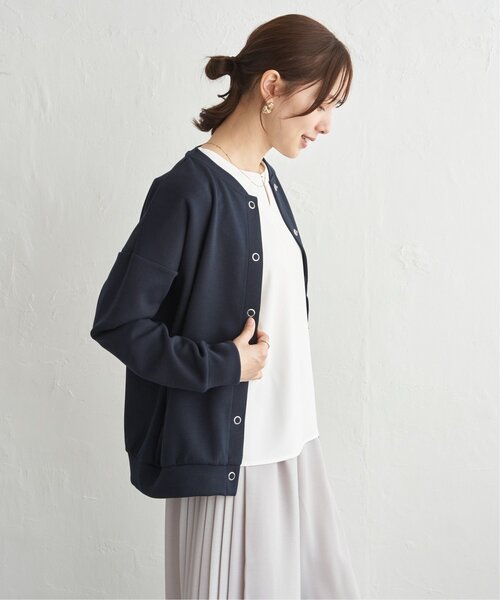 ikka(イッカ)の「【洗濯機で洗える】ダンボールニットノーカラーカーディガン(カーディガン/ボレロ・レディース・ネイビー/ベージュ/チャコール・L/M)」の5枚目の写真