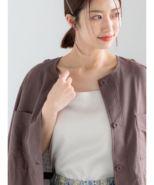 Te chichi(テチチ)の「カットサテンカップ付きキャミソール(キャミソール・レディース・オフホワイト/チャコールグレー/ブラック・F)」の2枚目の写真