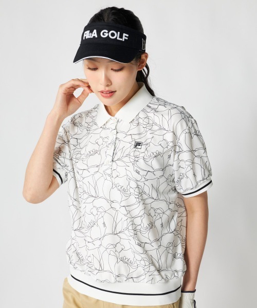 FILA GOLF（フィラゴルフ ）の「【FILA GOLF:フィラゴルフ】レディース半袖オーバーシャツ　冷感カノコ素材　ゴルフ（シャツ/ブラウス・レディース・ホワイト/ピンク/ブラック・X-LARGE/LARGE/MEDIUM）」の2枚目の写真
