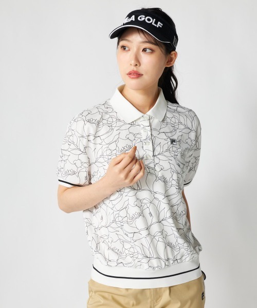 FILA GOLF（フィラゴルフ ）の「【FILA GOLF:フィラゴルフ】レディース半袖オーバーシャツ　冷感カノコ素材　ゴルフ（シャツ/ブラウス・レディース・ホワイト/ピンク/ブラック・X-LARGE/LARGE/MEDIUM）」の8枚目の写真