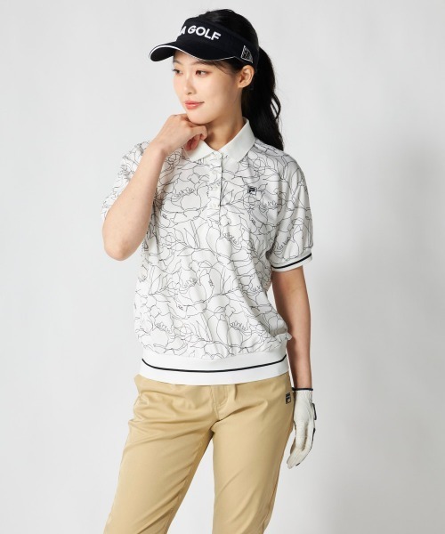 FILA GOLF（フィラゴルフ ）の「【FILA GOLF:フィラゴルフ】レディース半袖オーバーシャツ　冷感カノコ素材　ゴルフ（シャツ/ブラウス・レディース・ホワイト/ピンク/ブラック・X-LARGE/LARGE/MEDIUM）」の9枚目の写真
