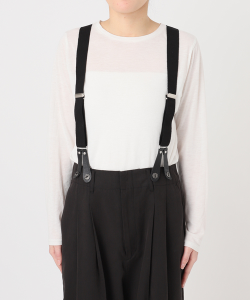 B.C STOCK（ベーセーストック）の「手洗い可 / セルロースチノサスペンダータックトラウザー（その他パンツ・レディース・ベージュ/アイボリー/ブラック・MEDIUM/SMALL）」の13枚目の写真