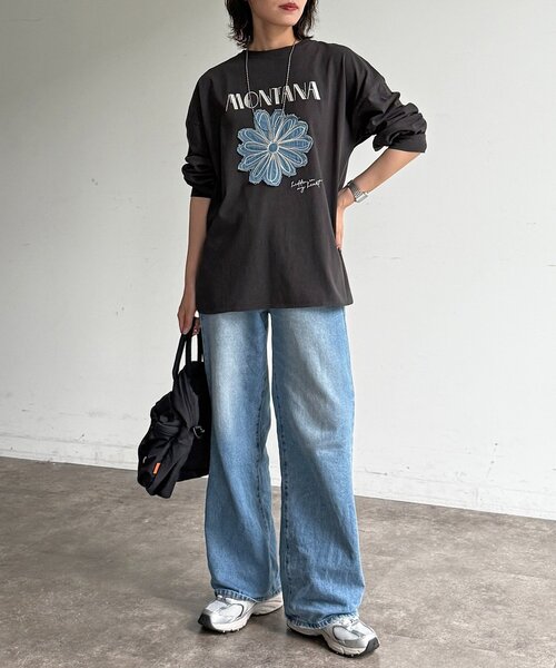CPCM(シーピーシーエム)の「センハナ刺繍ワッペンロンT(Tシャツ/カットソー・レディース・ネイビー/グリーン系その他/オフホワイト/チャコールグレー/ピンク/グレイッシュベージュ・FREE)」の15枚目の写真