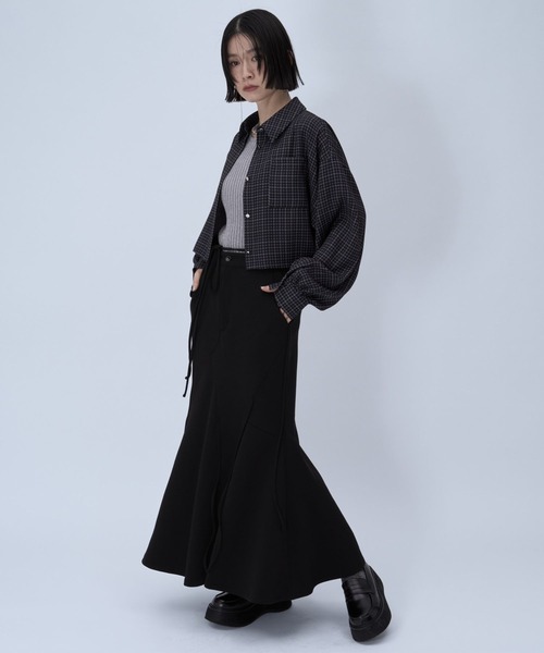 HARE（ハレ）の「アシメストリングポンチマーメイドスカート(HARE)（スカート・レディース・グレー/ブラック・FREE）」の3枚目の写真