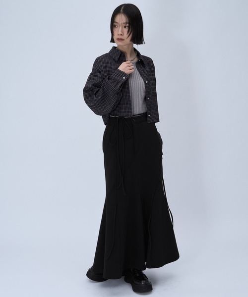 HARE（ハレ）の「アシメストリングポンチマーメイドスカート(HARE)（スカート・レディース・グレー/ブラック・FREE）」の4枚目の写真