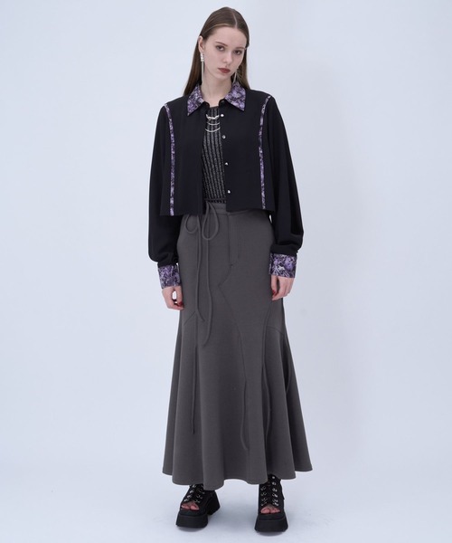 HARE（ハレ）の「アシメストリングポンチマーメイドスカート(HARE)（スカート・レディース・グレー/ブラック・FREE）」の5枚目の写真