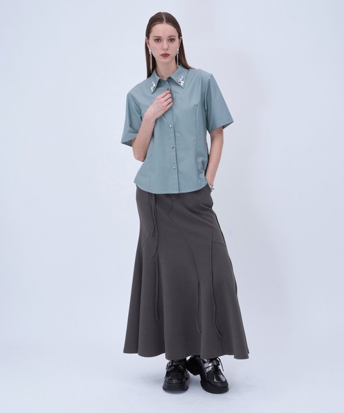 HARE（ハレ）の「アシメストリングポンチマーメイドスカート(HARE)（スカート・レディース・グレー/ブラック・FREE）」の6枚目の写真