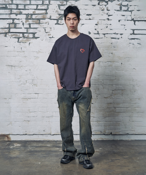 PEID（ペイド）の「PDスモールハート半袖Tシャツチャコール（Tシャツ/カットソー・レディース・チャコール・2/3/4/5/6/1）」の4枚目の写真