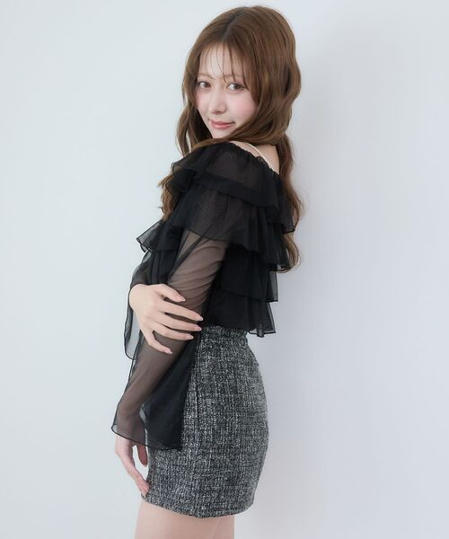 MAJESTIC LEGON（マジェスティックレゴン）の「チョーカーセットチュールフリルトップス（Tシャツ/カットソー・レディース・ブラック/アイボリー/ピンクベージュ/グレー・MEDIUM）」の10枚目の写真