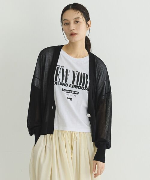 GARAGE OF GOOD CLOTHING（ガレージオブグッドクロージング）の「シアーショートドルマンニットカーデ（カーディガン/ボレロ・レディース・グレイッシュベージュ/ブラック/オフホワイト・FREE）」の20枚目の写真