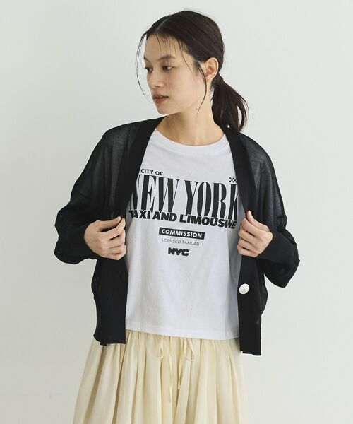 GARAGE OF GOOD CLOTHING（ガレージオブグッドクロージング）の「シアーショートドルマンニットカーデ（カーディガン/ボレロ・レディース・グレイッシュベージュ/ブラック/オフホワイト・FREE）」の19枚目の写真