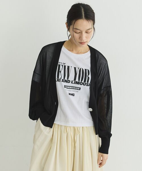 GARAGE OF GOOD CLOTHING（ガレージオブグッドクロージング）の「シアーショートドルマンニットカーデ（カーディガン/ボレロ・レディース・グレイッシュベージュ/ブラック/オフホワイト・FREE）」の18枚目の写真