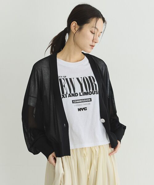 GARAGE OF GOOD CLOTHING（ガレージオブグッドクロージング）の「シアーショートドルマンニットカーデ（カーディガン/ボレロ・レディース・グレイッシュベージュ/ブラック/オフホワイト・FREE）」の17枚目の写真