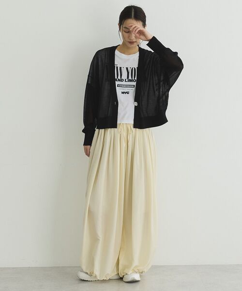 GARAGE OF GOOD CLOTHING（ガレージオブグッドクロージング）の「シアーショートドルマンニットカーデ（カーディガン/ボレロ・レディース・グレイッシュベージュ/ブラック/オフホワイト・FREE）」の15枚目の写真