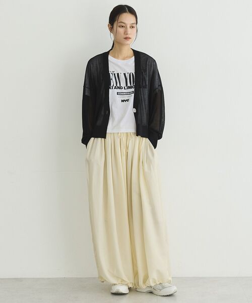 GARAGE OF GOOD CLOTHING（ガレージオブグッドクロージング）の「シアーショートドルマンニットカーデ（カーディガン/ボレロ・レディース・グレイッシュベージュ/ブラック/オフホワイト・FREE）」の14枚目の写真