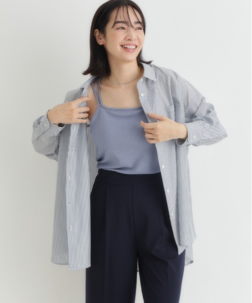 Right-on（ライトオン）の「HONEYSUCKLE ROSE(ハニーサックルローズ)ふわラクカップ付き２ストラップキャミ（タンクトップ・レディース・ブラック/オフホワイト/ブルー・M/L/S）」の9枚目の写真