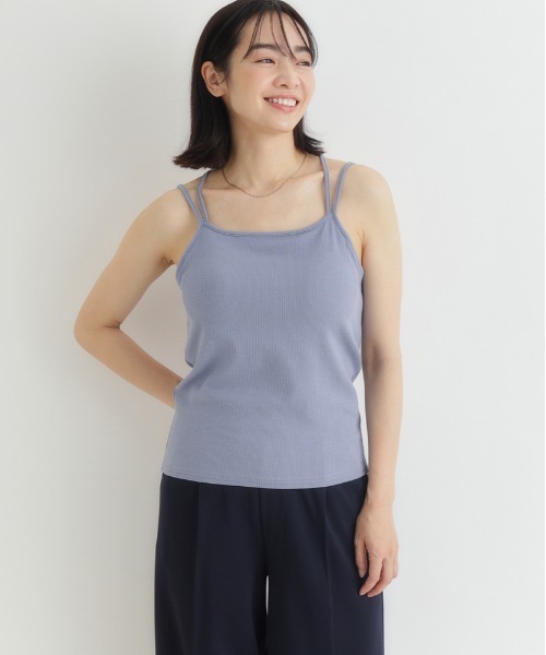 Right-on（ライトオン）の「HONEYSUCKLE ROSE(ハニーサックルローズ)ふわラクカップ付き２ストラップキャミ（タンクトップ・レディース・ブラック/オフホワイト/ブルー・M/L/S）」の8枚目の写真
