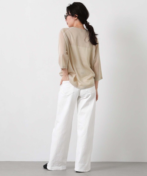 Gready Brilliant(グレディブリリアン)の「シアー刺繍ロゴ7分袖ニット(ニット/セーター・レディース・ブラック/ベージュ・FREE)」の13枚目の写真