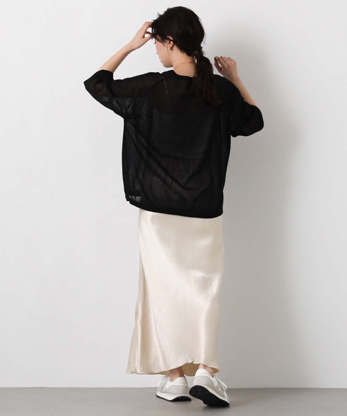 Gready Brilliant(グレディブリリアン)の「シアー刺繍ロゴ7分袖ニット(ニット/セーター・レディース・ブラック/ベージュ・FREE)」の5枚目の写真