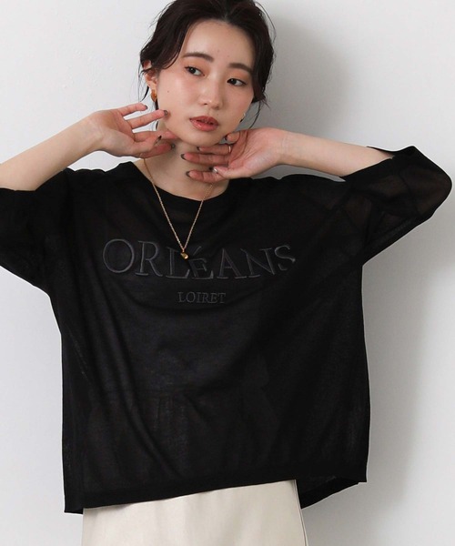 Gready Brilliant(グレディブリリアン)の「シアー刺繍ロゴ7分袖ニット(ニット/セーター・レディース・ブラック/ベージュ・FREE)」の7枚目の写真