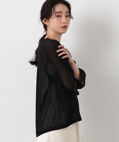 Gready Brilliant(グレディブリリアン)の「シアー刺繍ロゴ7分袖ニット(ニット/セーター・レディース・ブラック/ベージュ・FREE)」の8枚目の写真