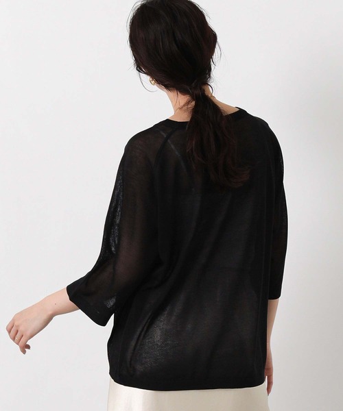 Gready Brilliant(グレディブリリアン)の「シアー刺繍ロゴ7分袖ニット(ニット/セーター・レディース・ブラック/ベージュ・FREE)」の9枚目の写真