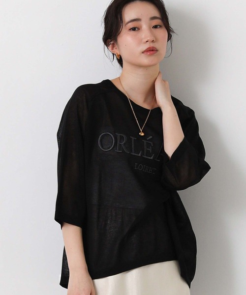 Gready Brilliant(グレディブリリアン)の「シアー刺繍ロゴ7分袖ニット(ニット/セーター・レディース・ブラック/ベージュ・FREE)」の10枚目の写真