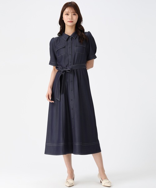 MISCH MASCH(ミッシュマッシュ)の「2026春夏新作 ステッチ配色パフスリーブシャツワンピース(シャツワンピース・レディース・ネイビー/ベージュ/ブラック・M/S)」の12枚目の写真