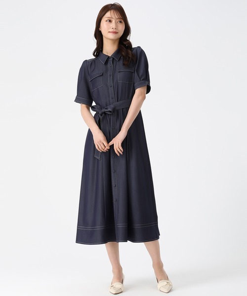 MISCH MASCH(ミッシュマッシュ)の「2026春夏新作 ステッチ配色パフスリーブシャツワンピース(シャツワンピース・レディース・ネイビー/ベージュ/ブラック・M/S)」の11枚目の写真