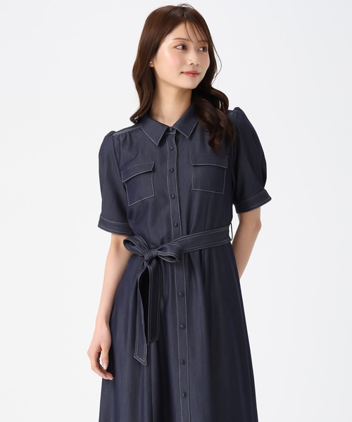 MISCH MASCH(ミッシュマッシュ)の「2026春夏新作 ステッチ配色パフスリーブシャツワンピース(シャツワンピース・レディース・ネイビー/ベージュ/ブラック・M/S)」の8枚目の写真