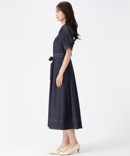 MISCH MASCH(ミッシュマッシュ)の「2026春夏新作 ステッチ配色パフスリーブシャツワンピース(シャツワンピース・レディース・ネイビー/ベージュ/ブラック・M/S)」の7枚目の写真