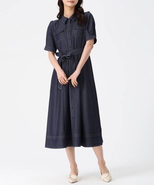MISCH MASCH(ミッシュマッシュ)の「2026春夏新作 ステッチ配色パフスリーブシャツワンピース(シャツワンピース・レディース・ネイビー/ベージュ/ブラック・M/S)」の17枚目の写真
