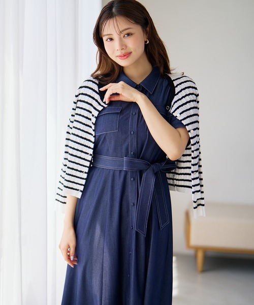 MISCH MASCH(ミッシュマッシュ)の「2026春夏新作 ステッチ配色パフスリーブシャツワンピース(シャツワンピース・レディース・ネイビー/ベージュ/ブラック・M/S)」の20枚目の写真