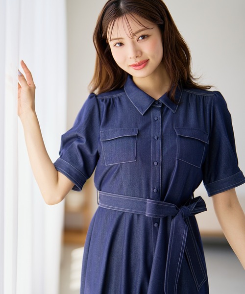 MISCH MASCH(ミッシュマッシュ)の「2026春夏新作 ステッチ配色パフスリーブシャツワンピース(シャツワンピース・レディース・ネイビー/ベージュ/ブラック・M/S)」の18枚目の写真