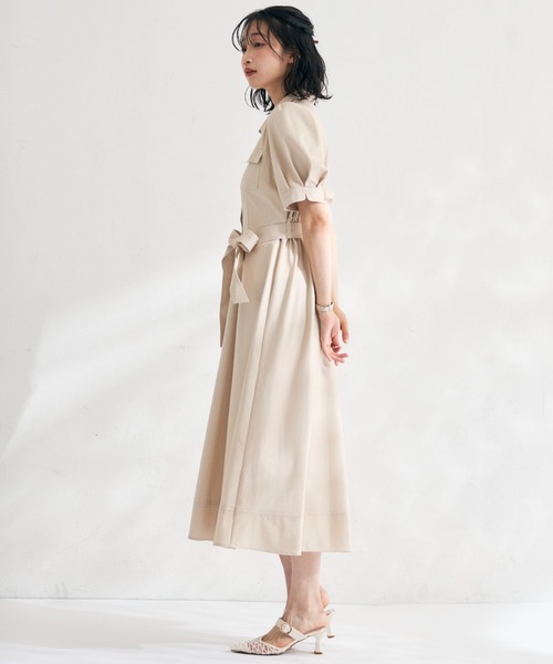 MISCH MASCH（ミッシュマッシュ）の「2026春夏新作 ステッチ配色パフスリーブシャツワンピース（シャツワンピース・レディース・ネイビー/ベージュ/ブラック・M/S）」の18枚目の写真