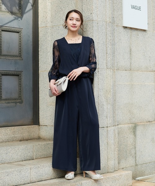 Jolie et Jolie（ジョリーエジョリー）の「カシュクールロンパース（パンツドレス・レディース・ブラック/ネイビー・5L/4L/3L/LL/L/M）」の2枚目の写真