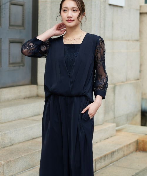 Jolie et Jolie（ジョリーエジョリー）の「カシュクールロンパース（パンツドレス・レディース・ブラック/ネイビー・5L/4L/3L/LL/L/M）」の5枚目の写真